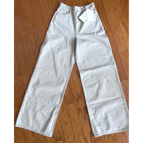 COS Dial Wide-Leg Jeans Beige Dusty Light SZ 25 - Picture 2 of 9